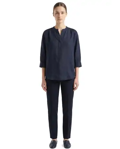 SUN 68 SUN 68 BLUSA HENLEY LINEN BLU BLU