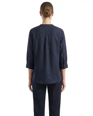 SUN 68 SUN 68 BLUSA HENLEY LINEN BLU BLU