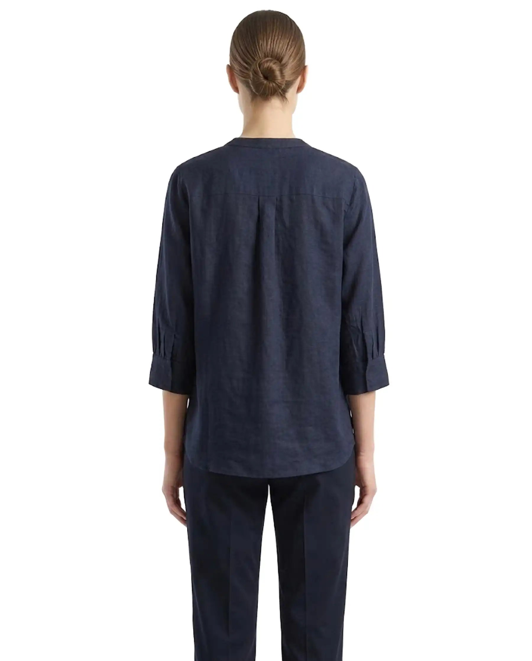 SUN 68 SUN 68 BLUSA HENLEY LINEN BLU BLU