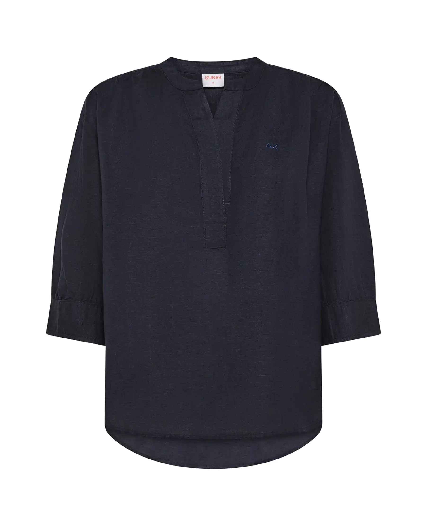 SUN 68 SUN 68 BLUSA HENLEY LINEN BLU BLU