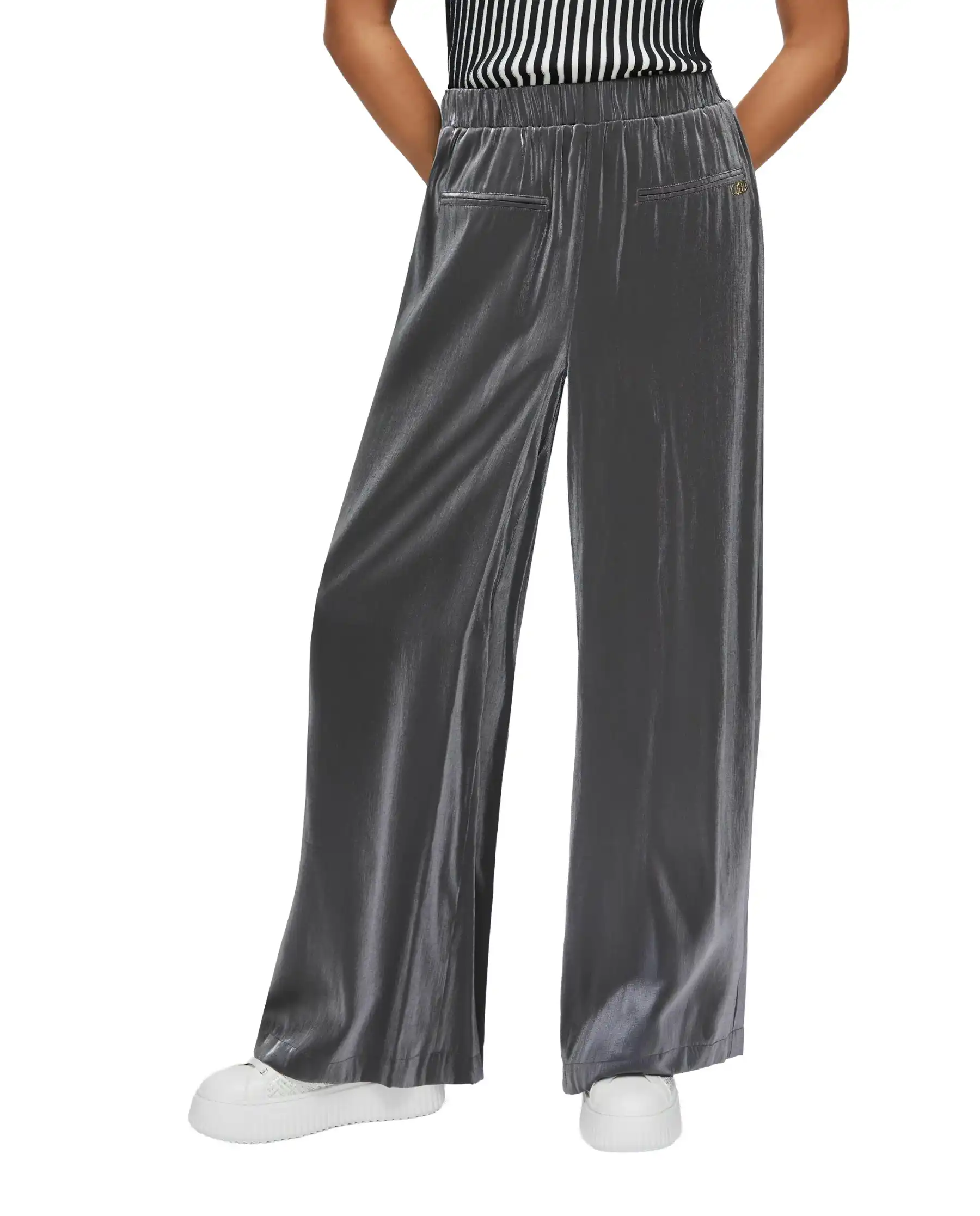 LIU JO LIU JO PANTALONI FLARE LAMINATI ARGENTO ARGENTO