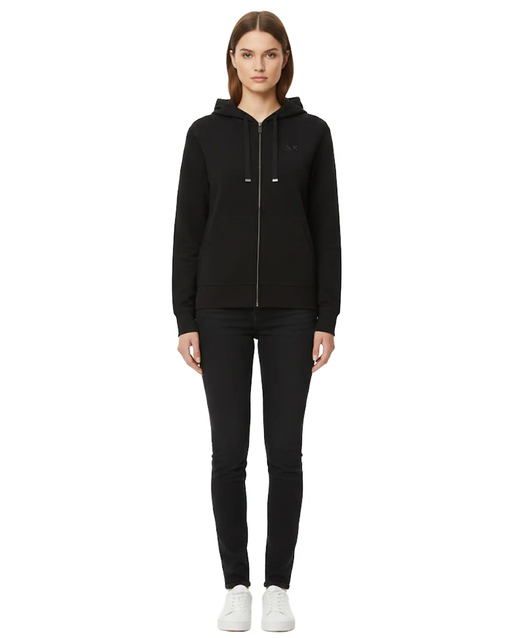 SUN68 SUN 68 FELPA HOODIE PIQUET NERO NERO