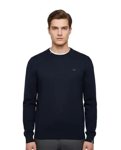 SUN68 SUN 68 MAGLIONE SWEATER BASIC BLU BLU