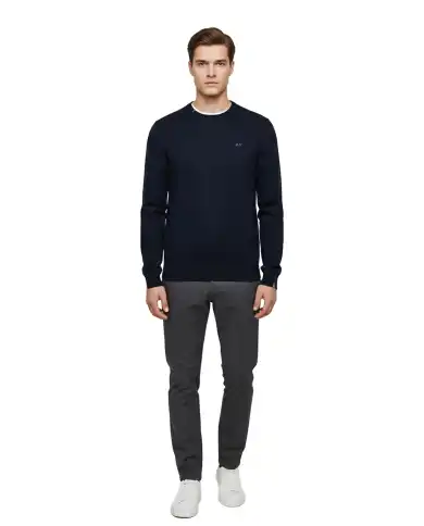 SUN68 SUN 68 MAGLIONE SWEATER BASIC BLU BLU