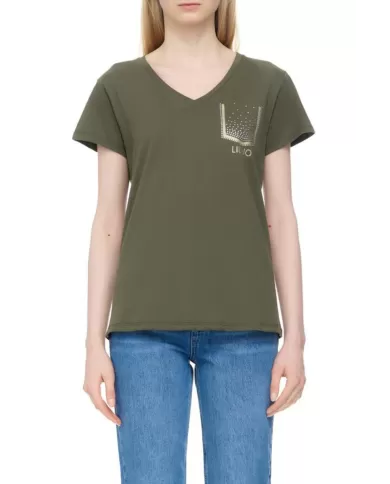 LIU JO T-SHIRT VERDE MILITARE