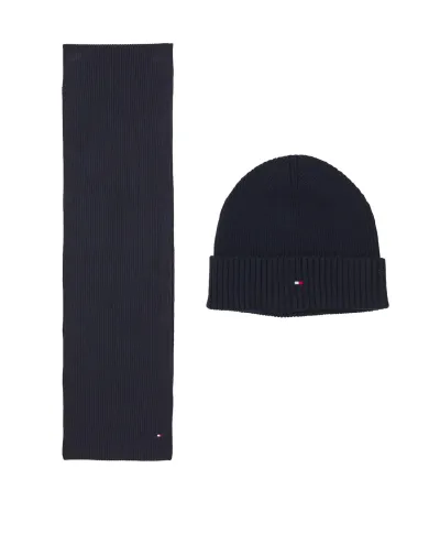 TOMMY HILFIGER SET BERRETTO E SCIARPA BLU TOMMY HILFIGER SET BERRETTO E SCIARPA BLU