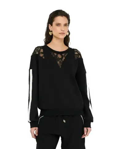 LIU JO FELPA CON PIZZO NERO