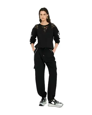 LIU JO FELPA CON PIZZO NERO