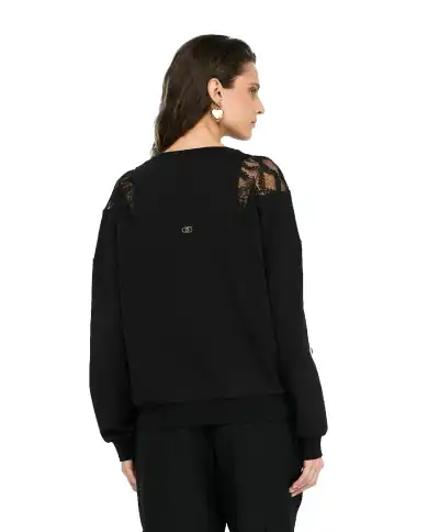 LIU JO FELPA CON PIZZO NERO