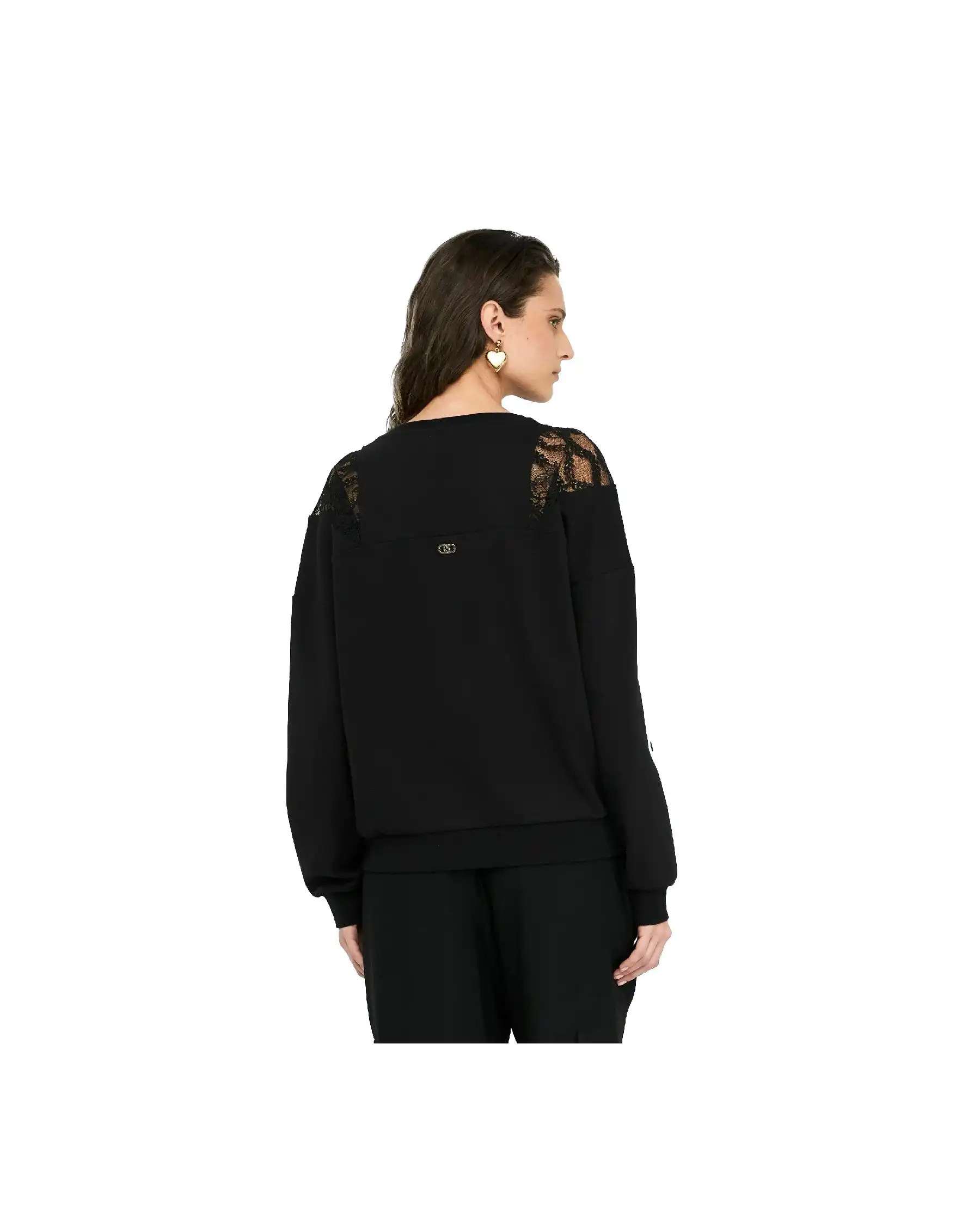 LIU JO FELPA CON PIZZO NERO