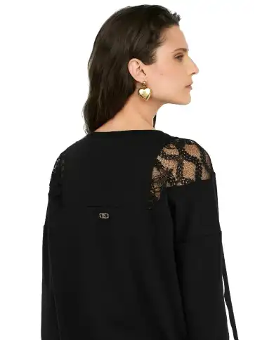 LIU JO FELPA CON PIZZO NERO