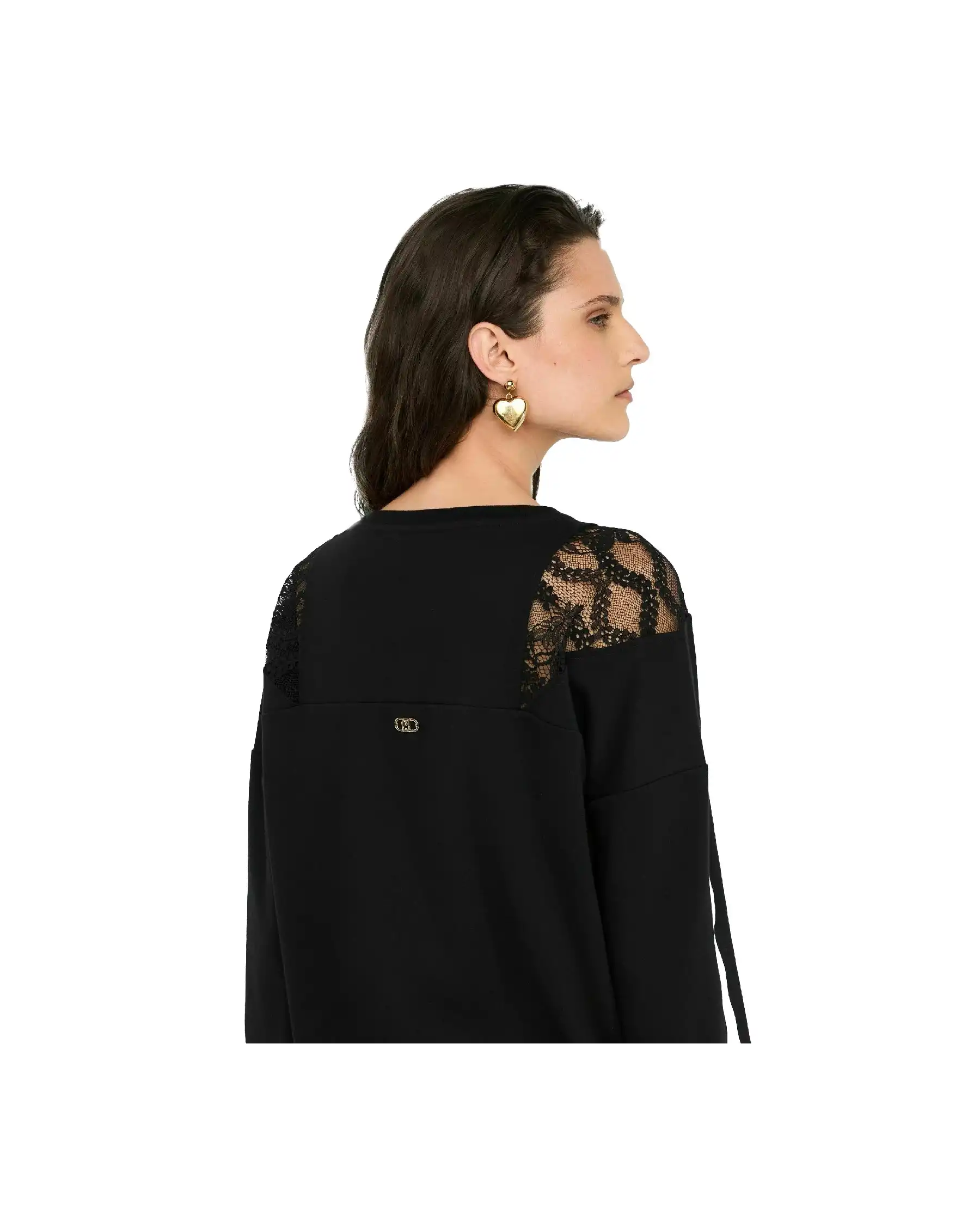 LIU JO FELPA CON PIZZO NERO