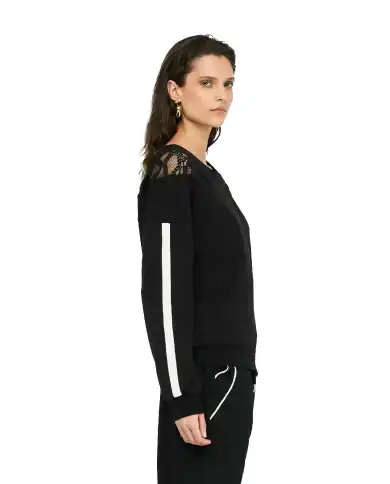 LIU JO FELPA CON PIZZO NERO