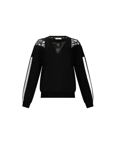 LIU JO FELPA CON PIZZO NERO