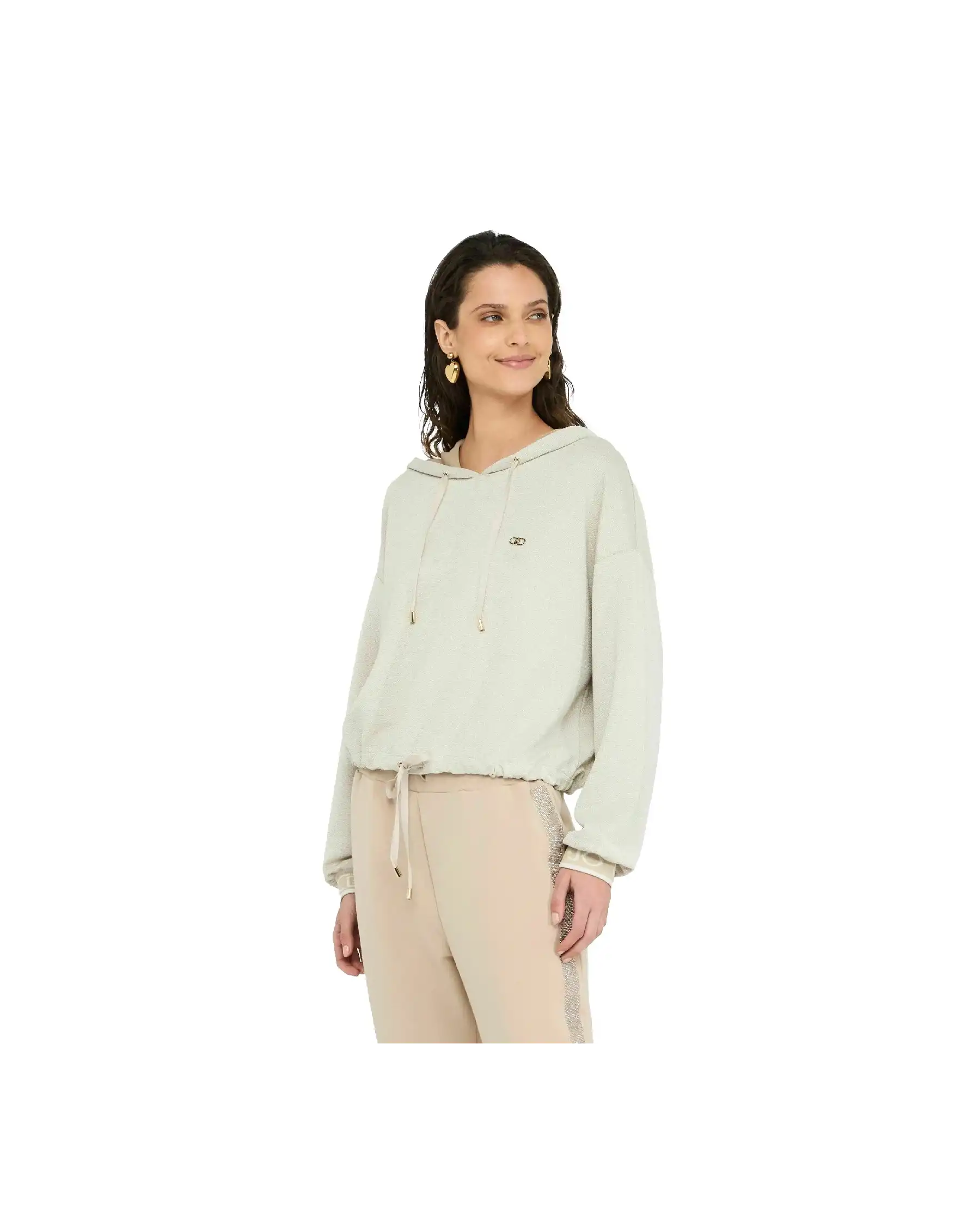 LIU JO FELPA CON CAPPUCCIO BEIGE