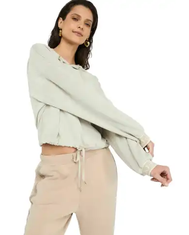 LIU JO FELPA CON CAPPUCCIO BEIGE