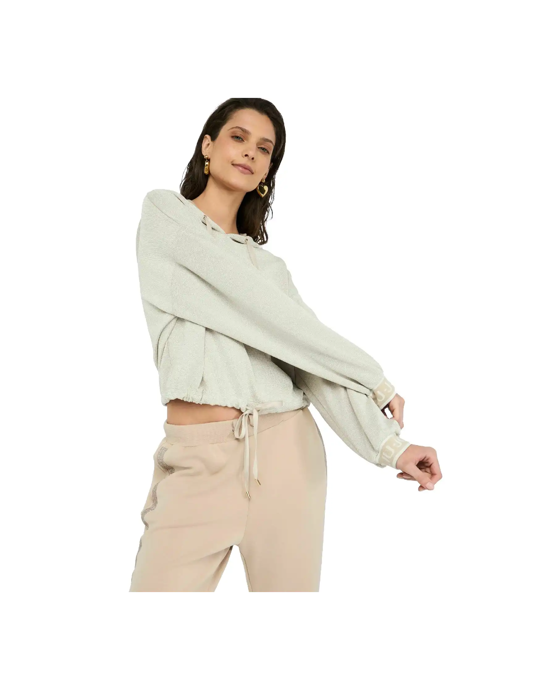 LIU JO FELPA CON CAPPUCCIO BEIGE