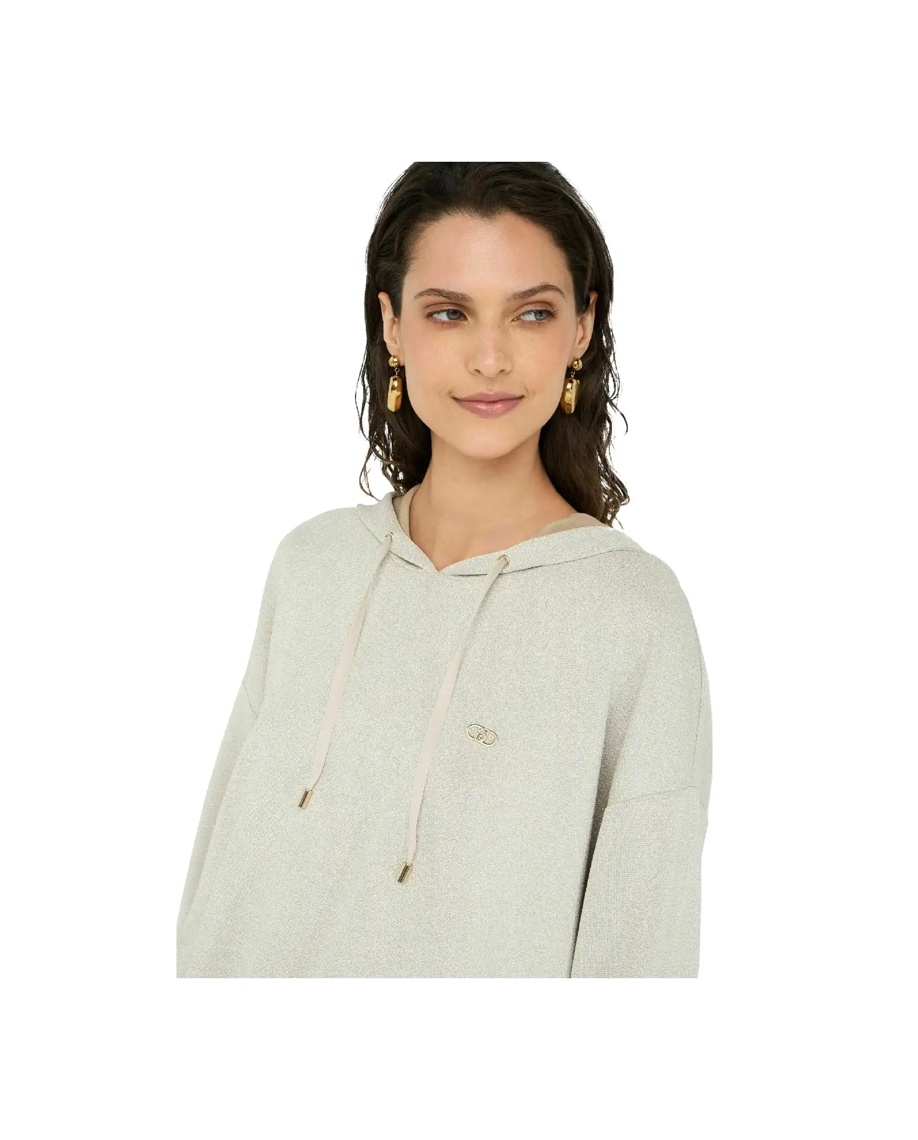 LIU JO FELPA CON CAPPUCCIO BEIGE