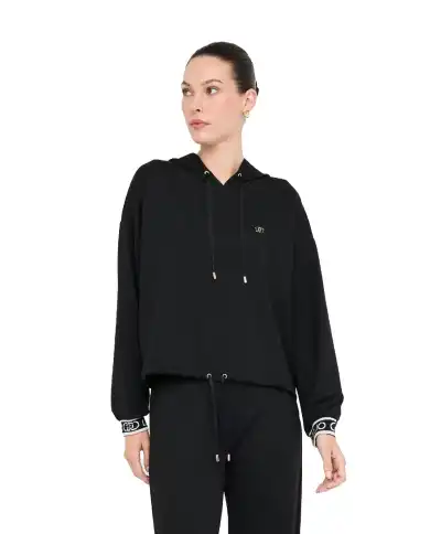 LIU JO FELPA CON CAPPUCCIO NERO