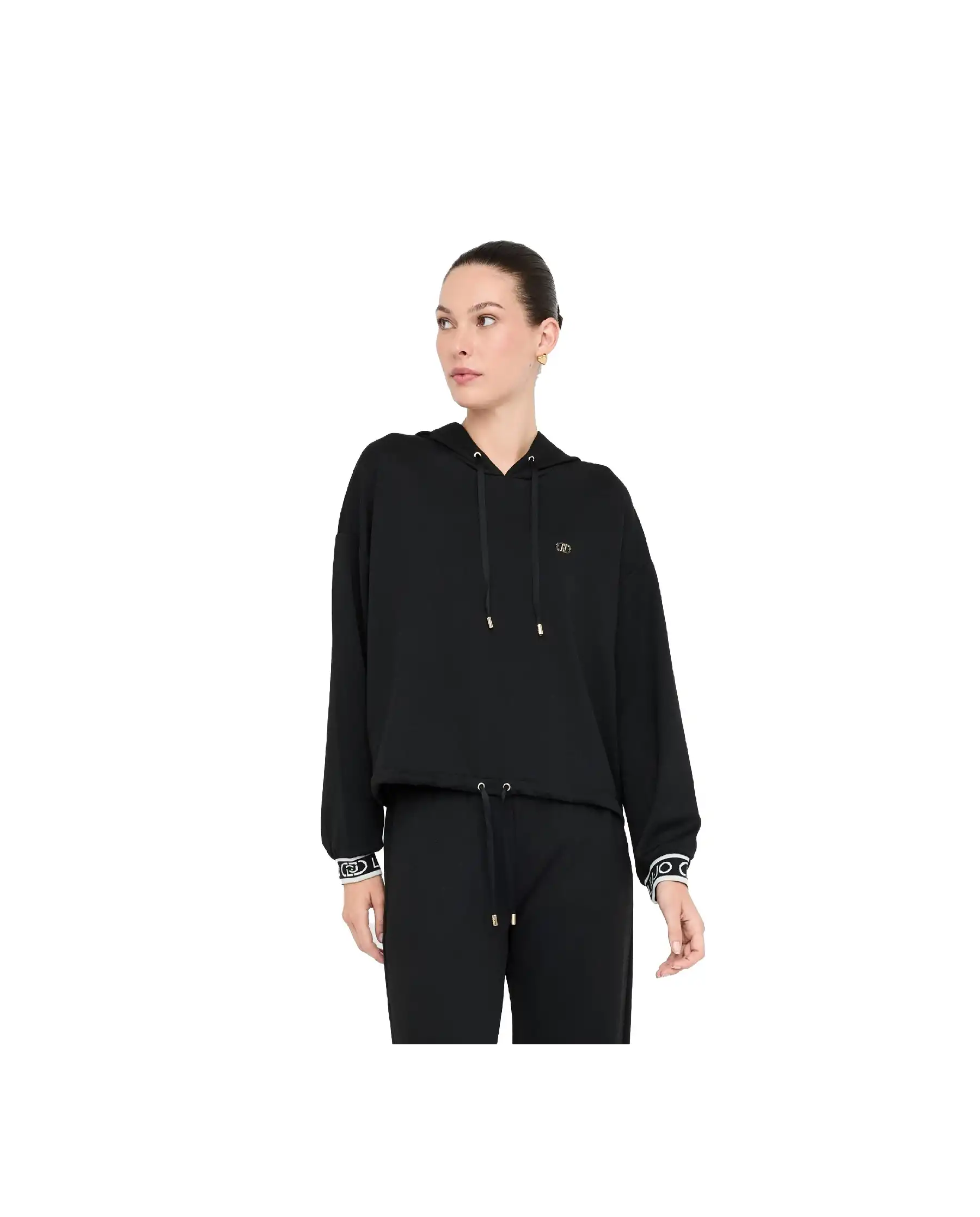 LIU JO FELPA CON CAPPUCCIO NERO