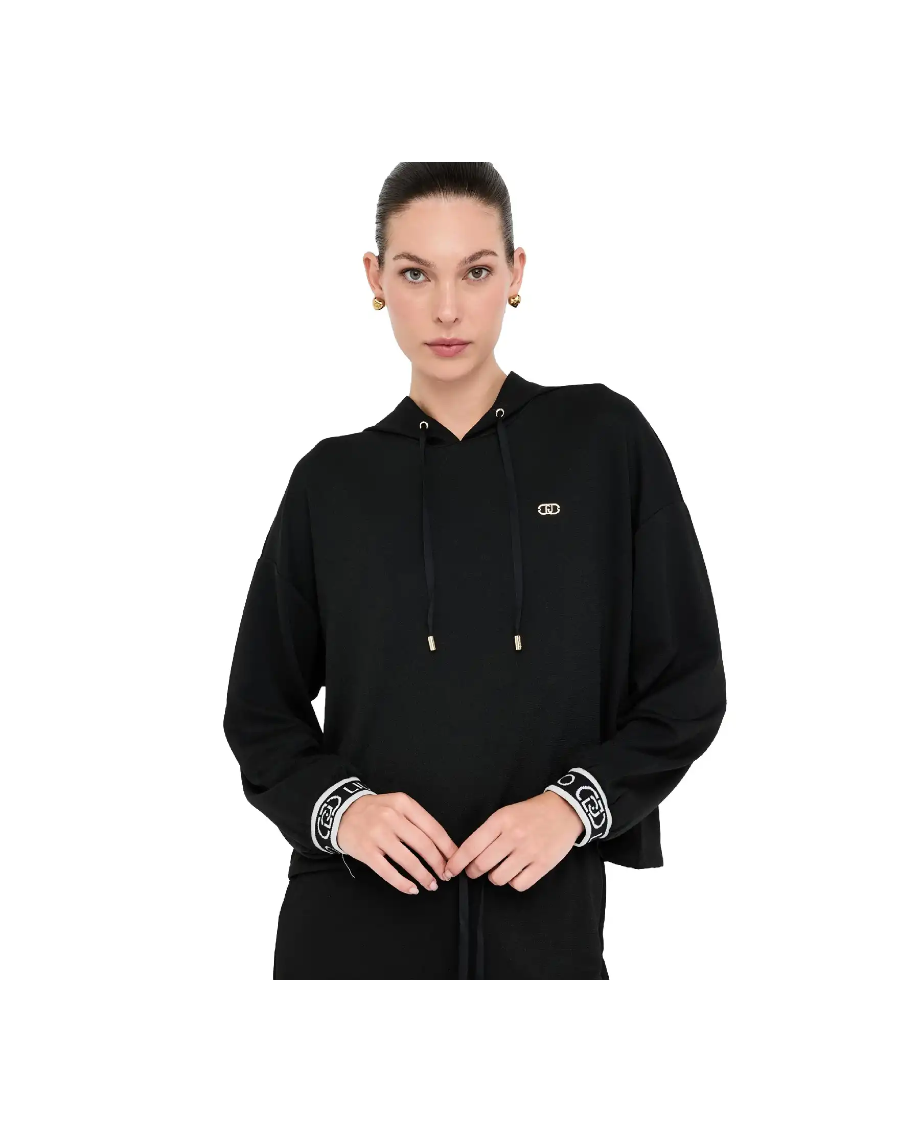 LIU JO FELPA CON CAPPUCCIO NERO