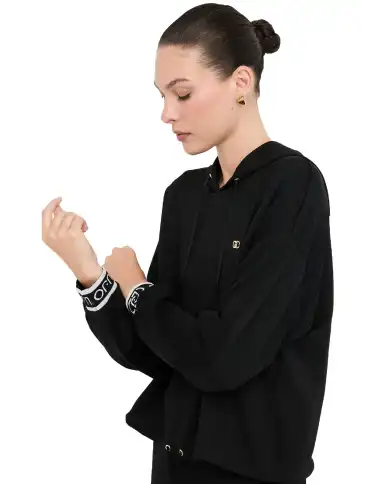 LIU JO FELPA CON CAPPUCCIO NERO