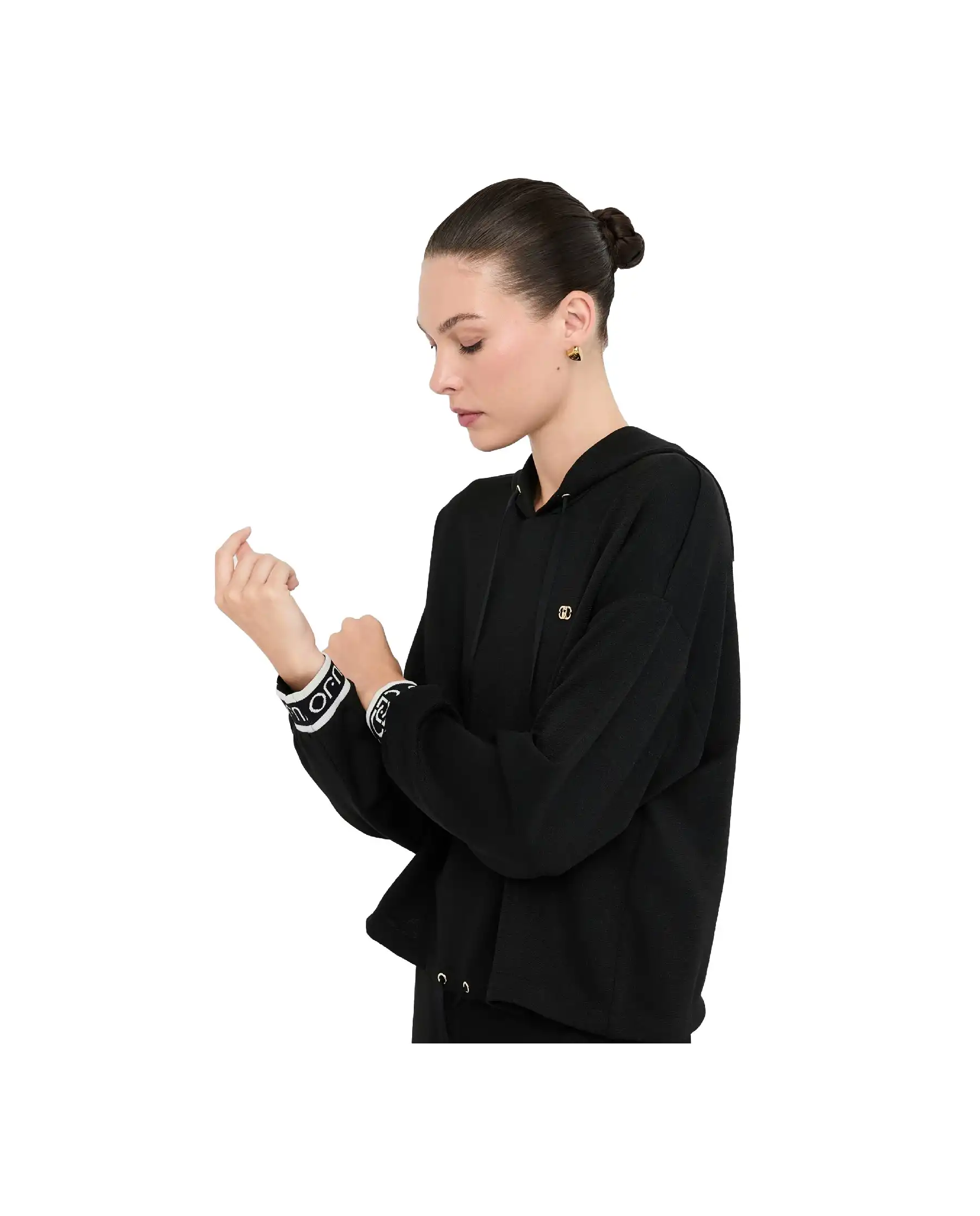 LIU JO FELPA CON CAPPUCCIO NERO