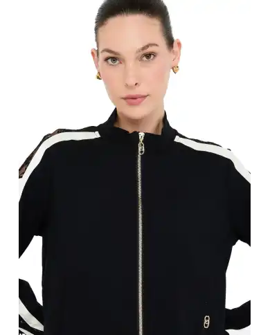 LIU JO FELPA CON ZIP NERO