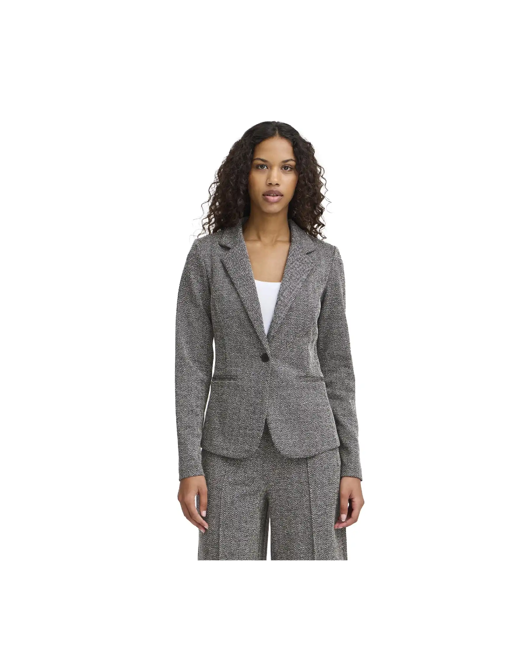 ICHI BLAZER KATE JACQUARD GRIGIO