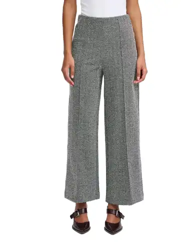 ICHI PANTALONI KATE JACQUARD GRIGIO