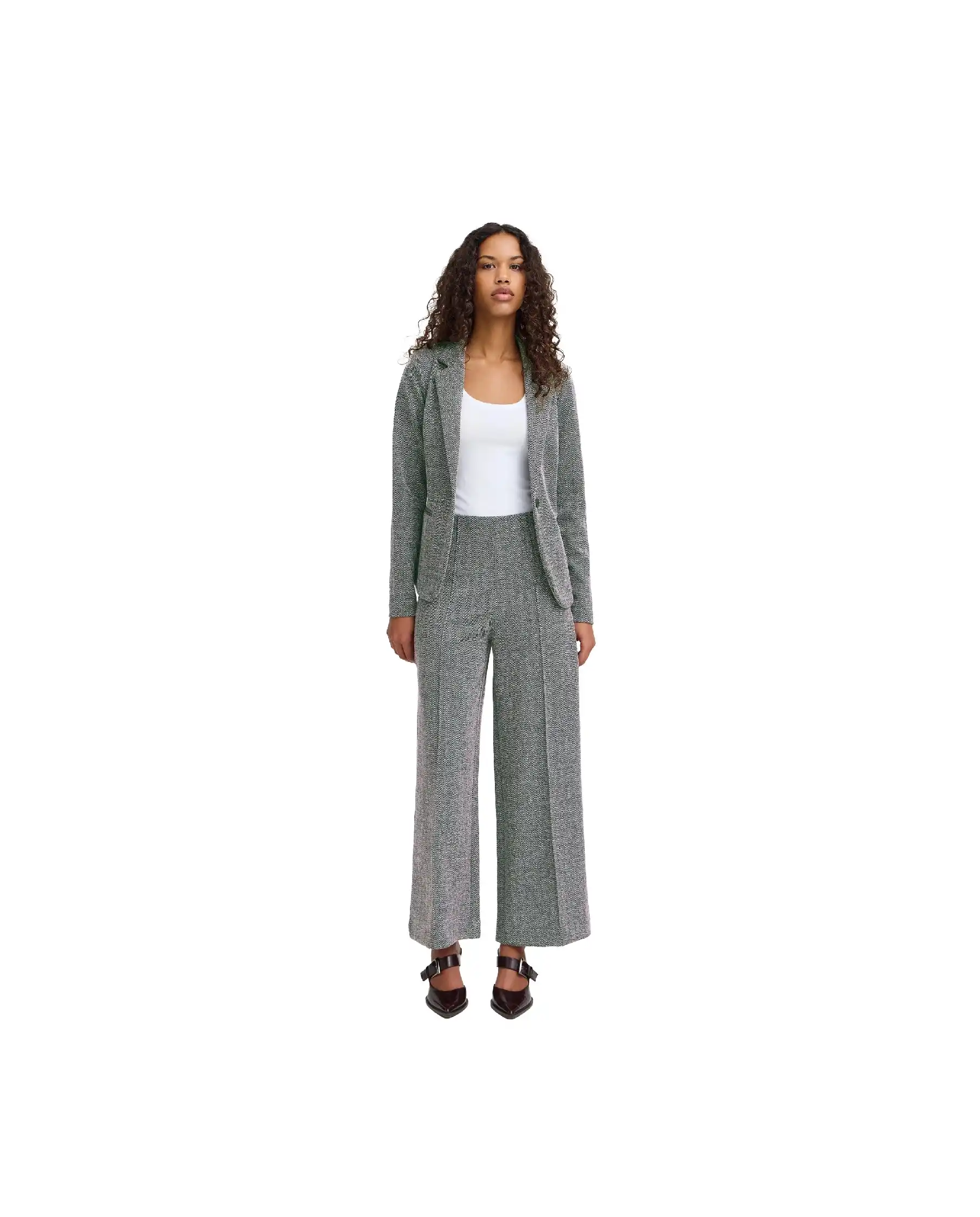 ICHI PANTALONI KATE JACQUARD GRIGIO ICHI PANTALONI KATE JACQUARD GRIGIO