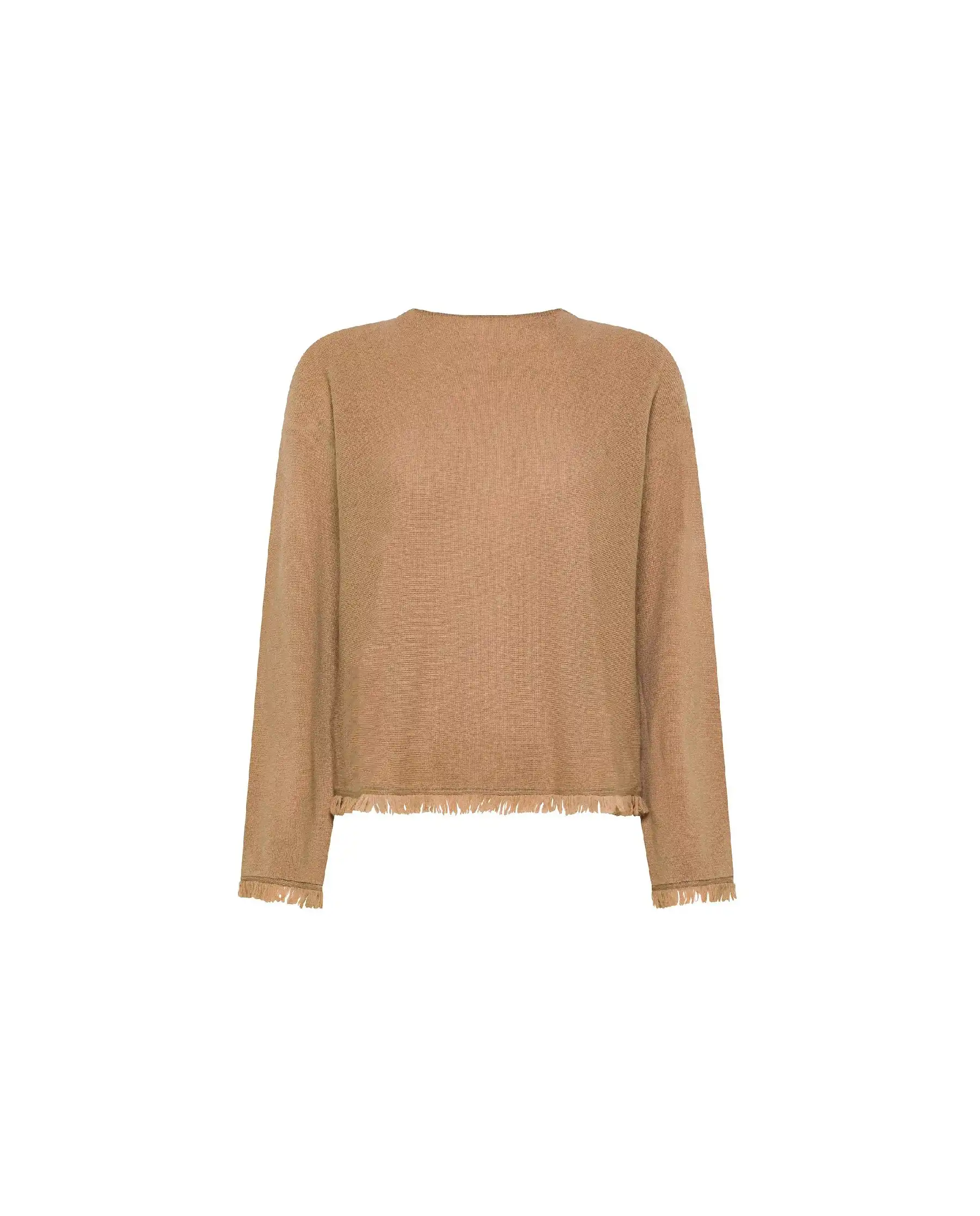 SUN 68 MAGLIA FRINGES CAMMELLO