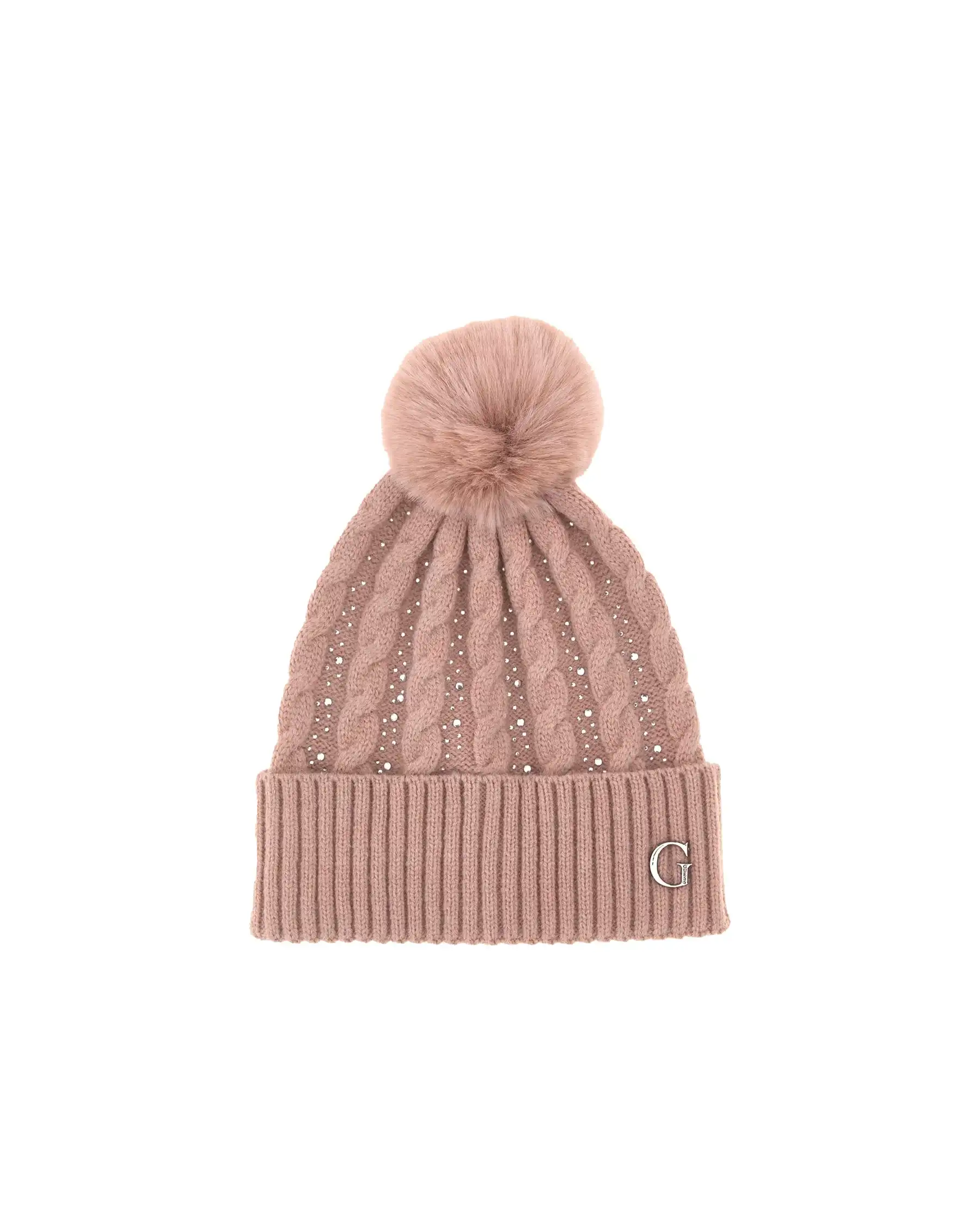 GUESS BERRETTO CON PONPON ROSA
