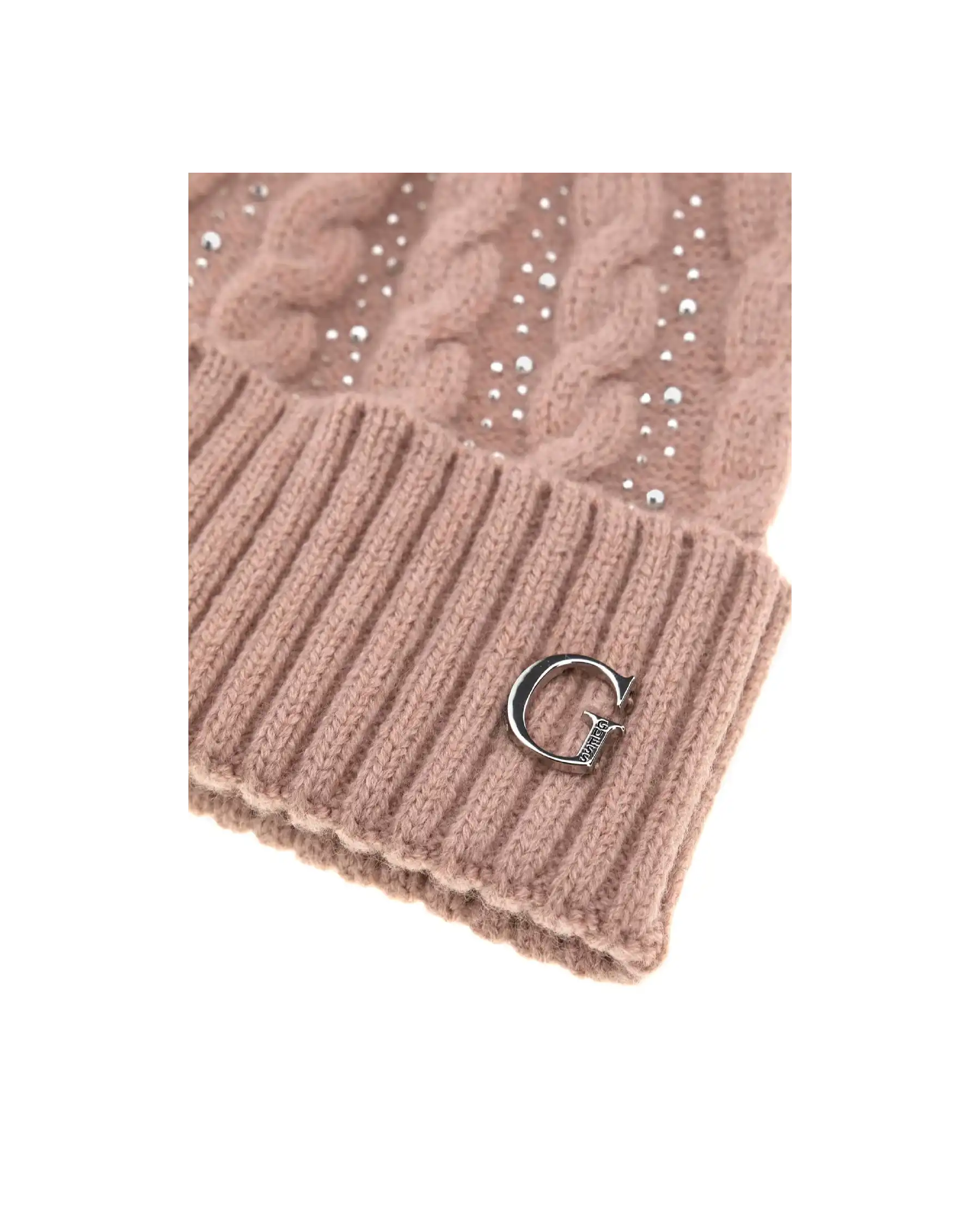 GUESS BERRETTO CON PONPON ROSA