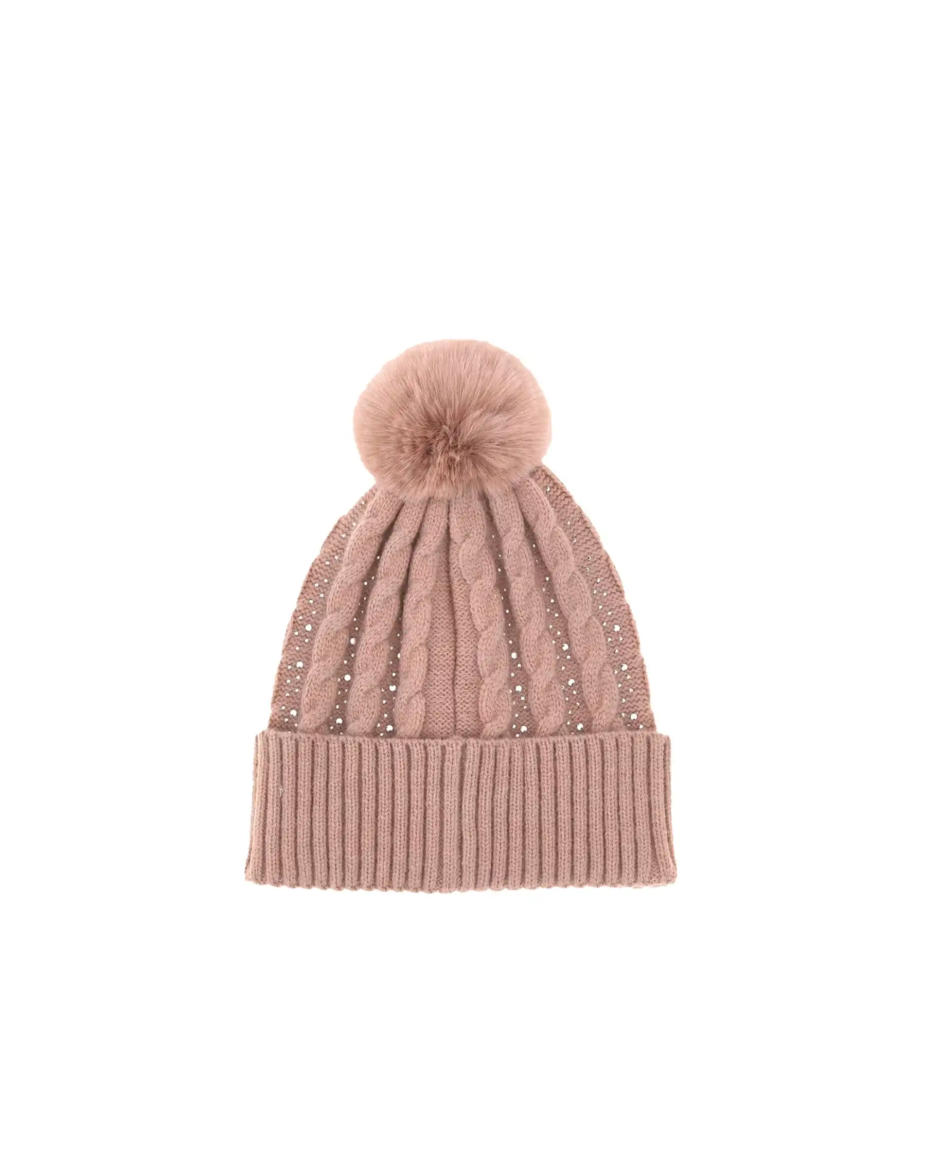 GUESS BERRETTO CON PONPON ROSA