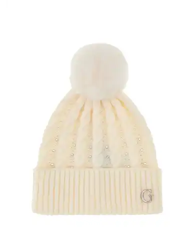 GUESS BERRETTO CON PONPON PANNA GUESS BERRETTO CON PONPON PANNA