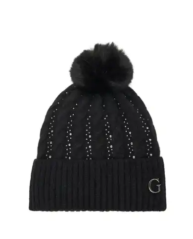 GUESS BERRETTO CON PONPON NERO GUESS BERRETTO CON PONPON NERO