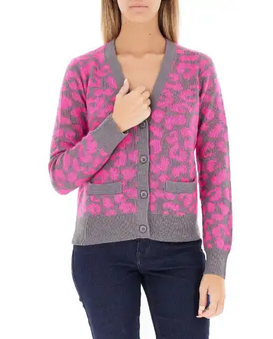SUN 68 CARDIGAN LEOPARD GRIGIO SUN 68 CARDIGAN LEOPARD GRIGIO