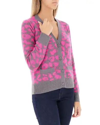 SUN 68 CARDIGAN LEOPARD GRIGIO SUN 68 CARDIGAN LEOPARD GRIGIO