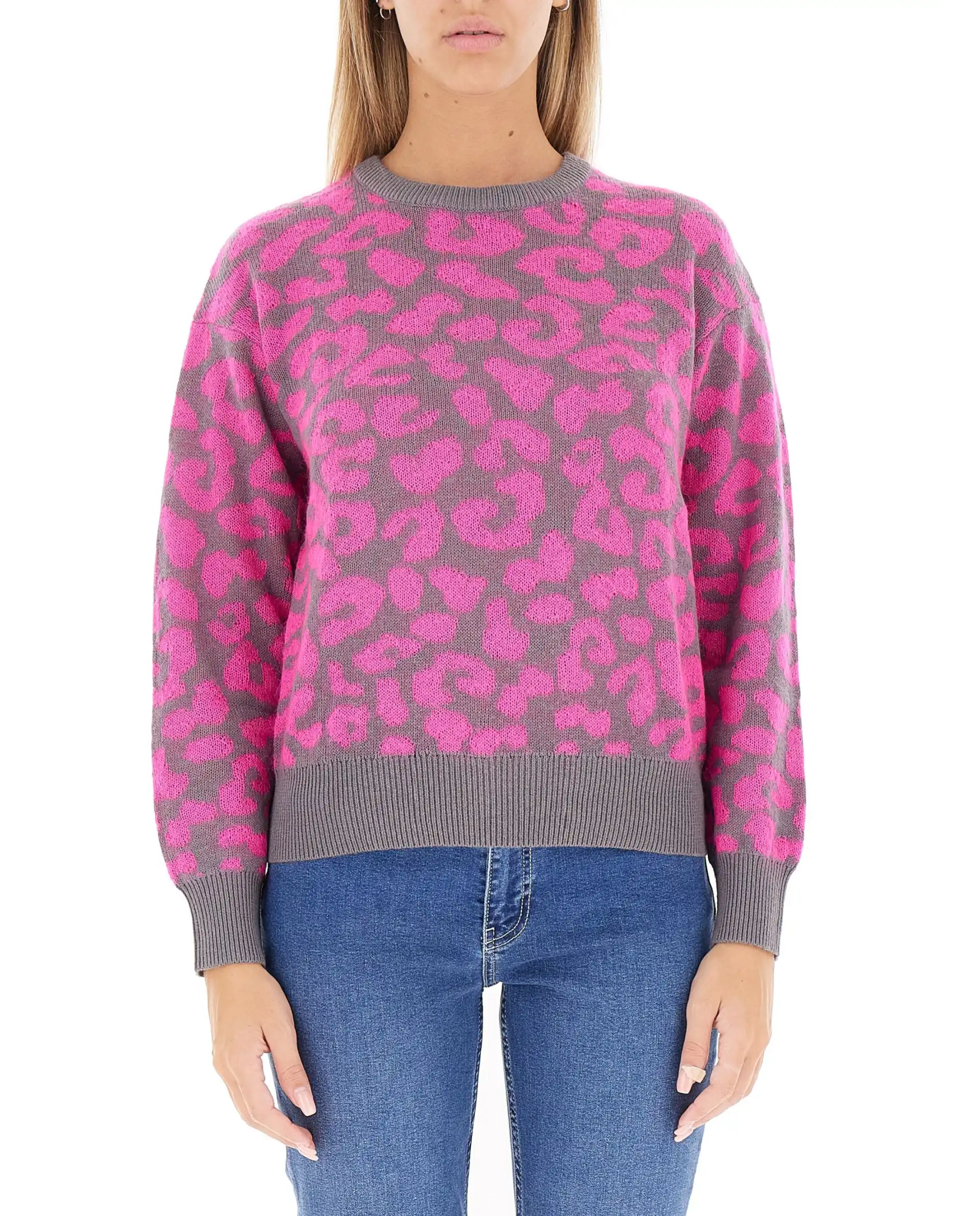 SUN 68 MAGLIONE LEOPARD GRIGIO SUN 68 MAGLIONE LEOPARD GRIGIO