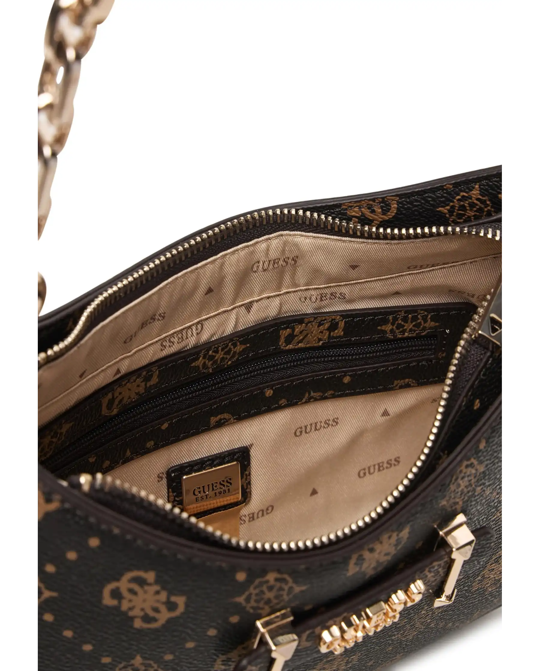 GUESS BORSA CARRIE LOGO MARRONE