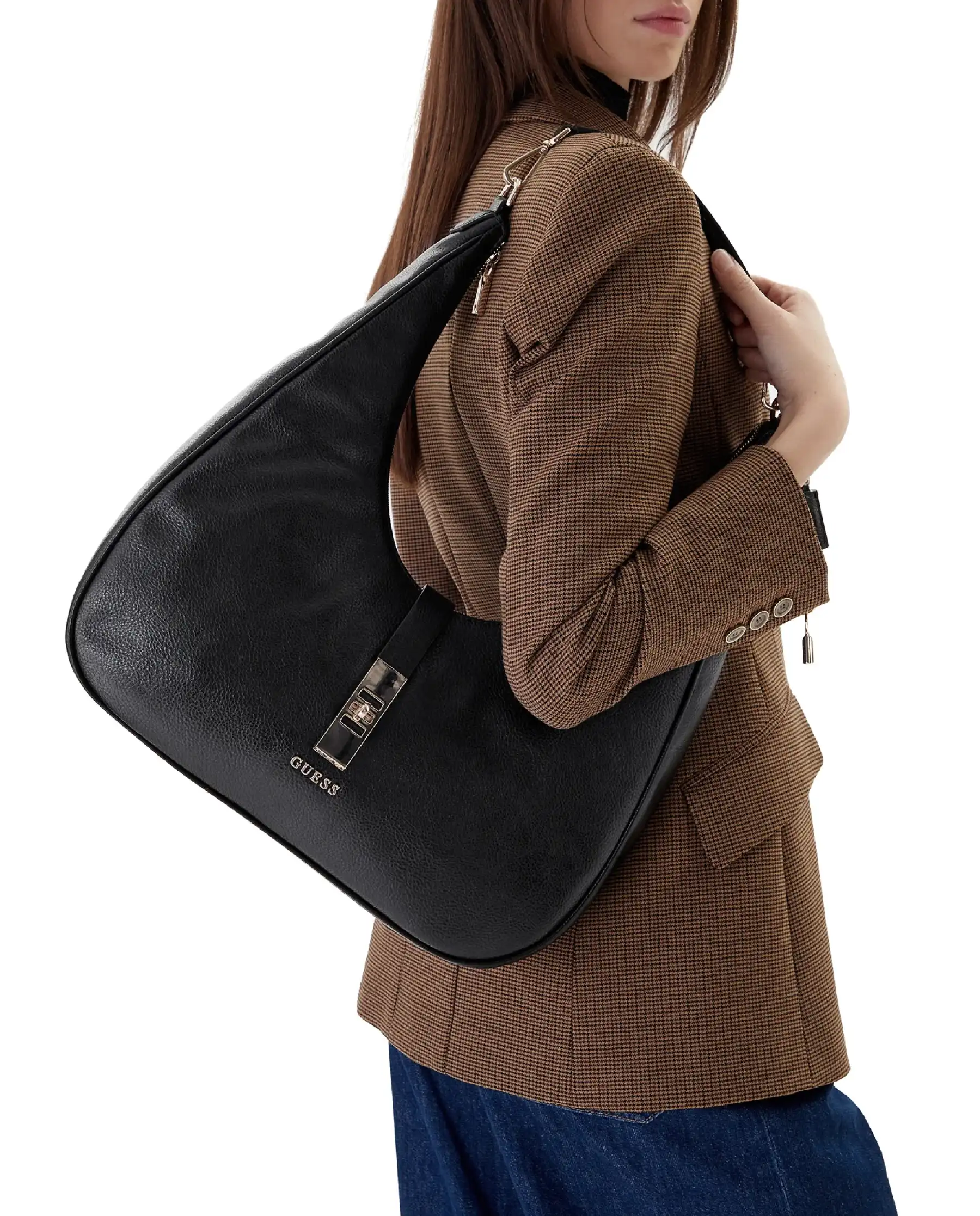 GUESS BORSA BROOKE HOBO NERO