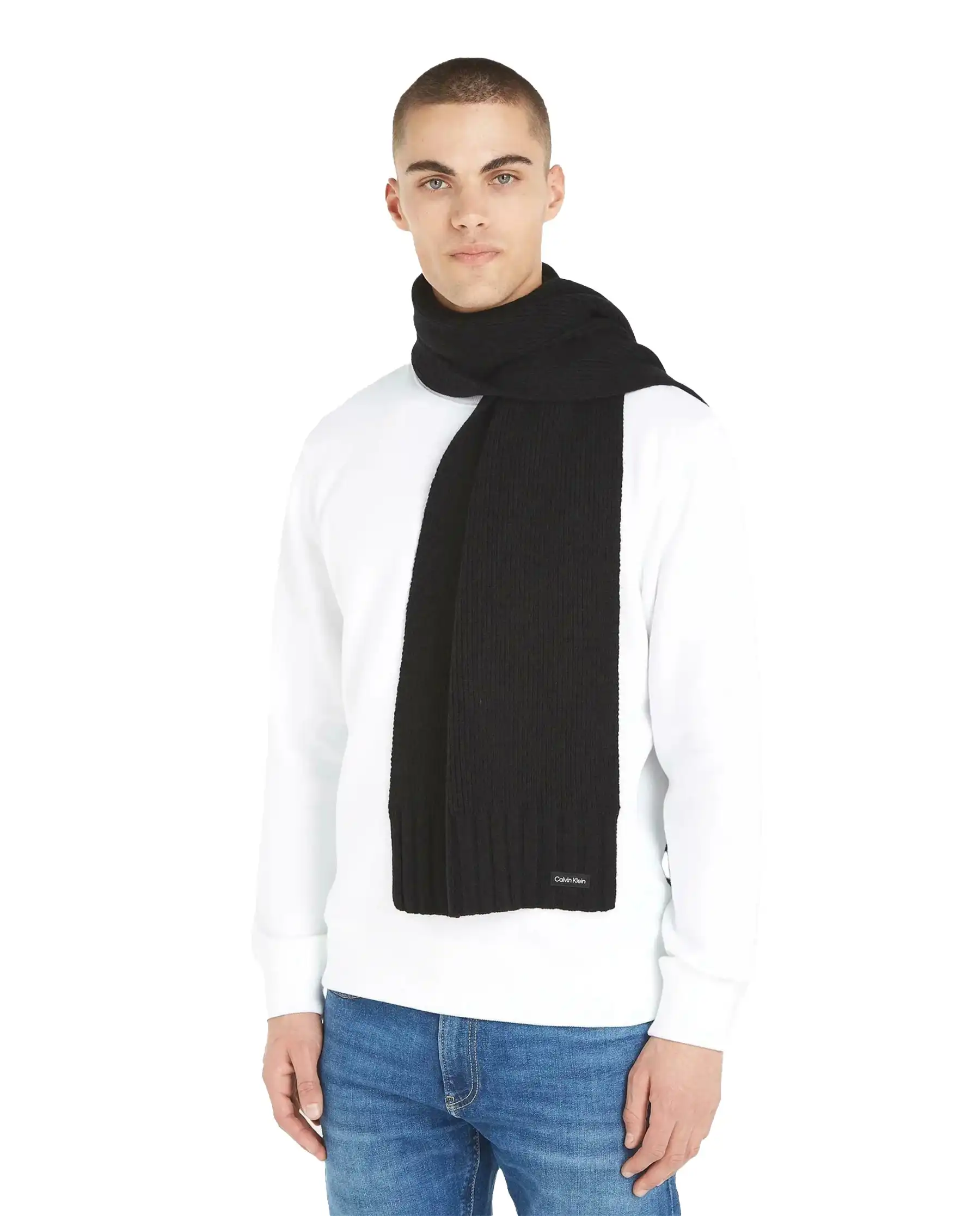 CALVIN KLEIN SCIARPA ELEVATED RIB NERO