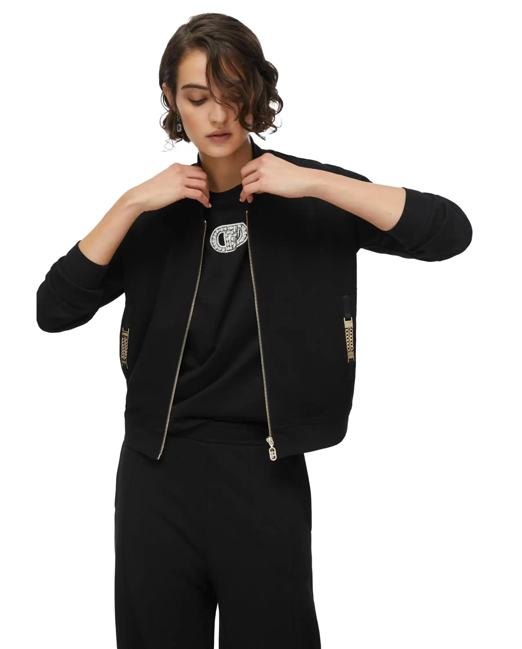 LIU JO FELPA CON ZIP NERO