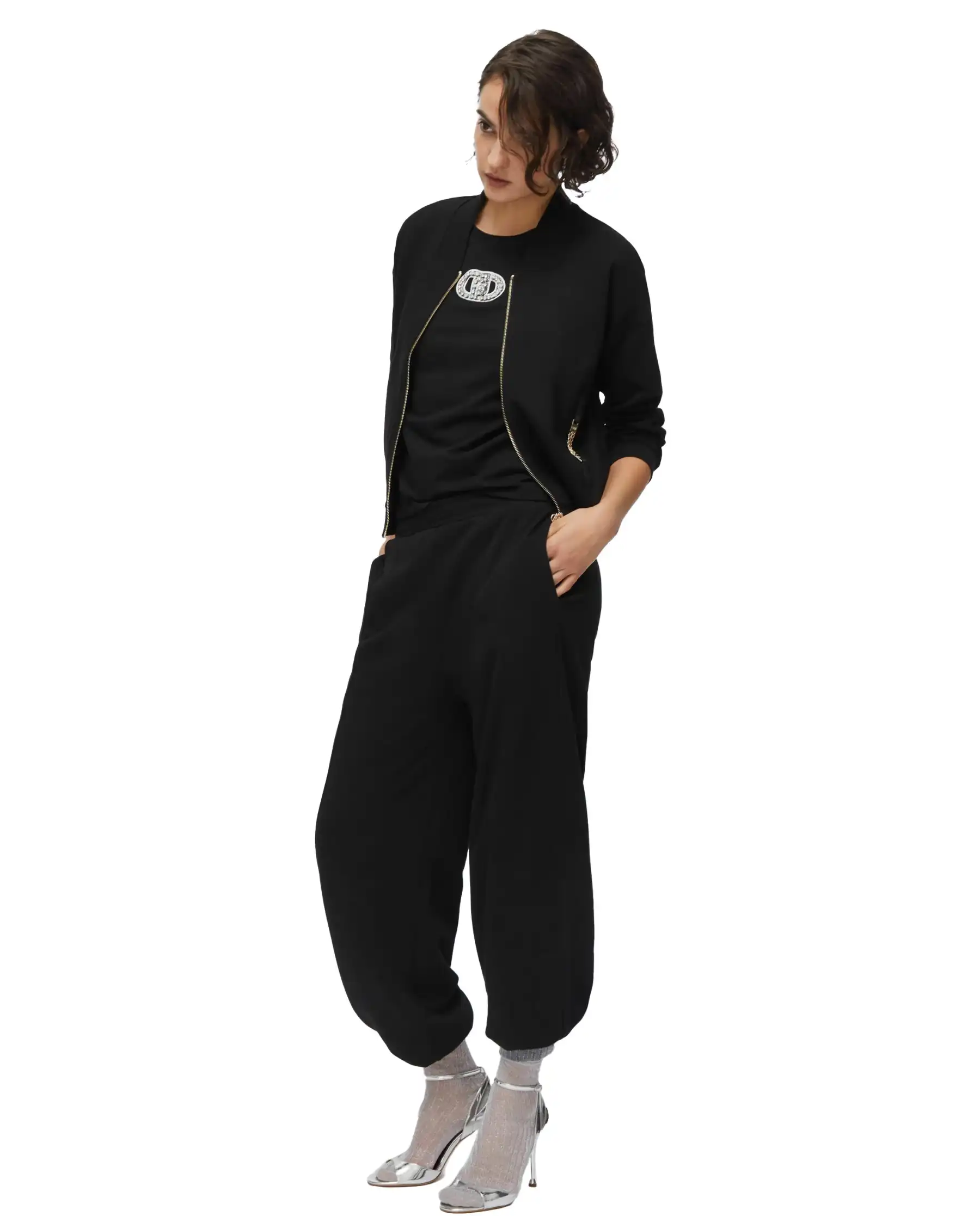 LIU JO FELPA CON ZIP NERO