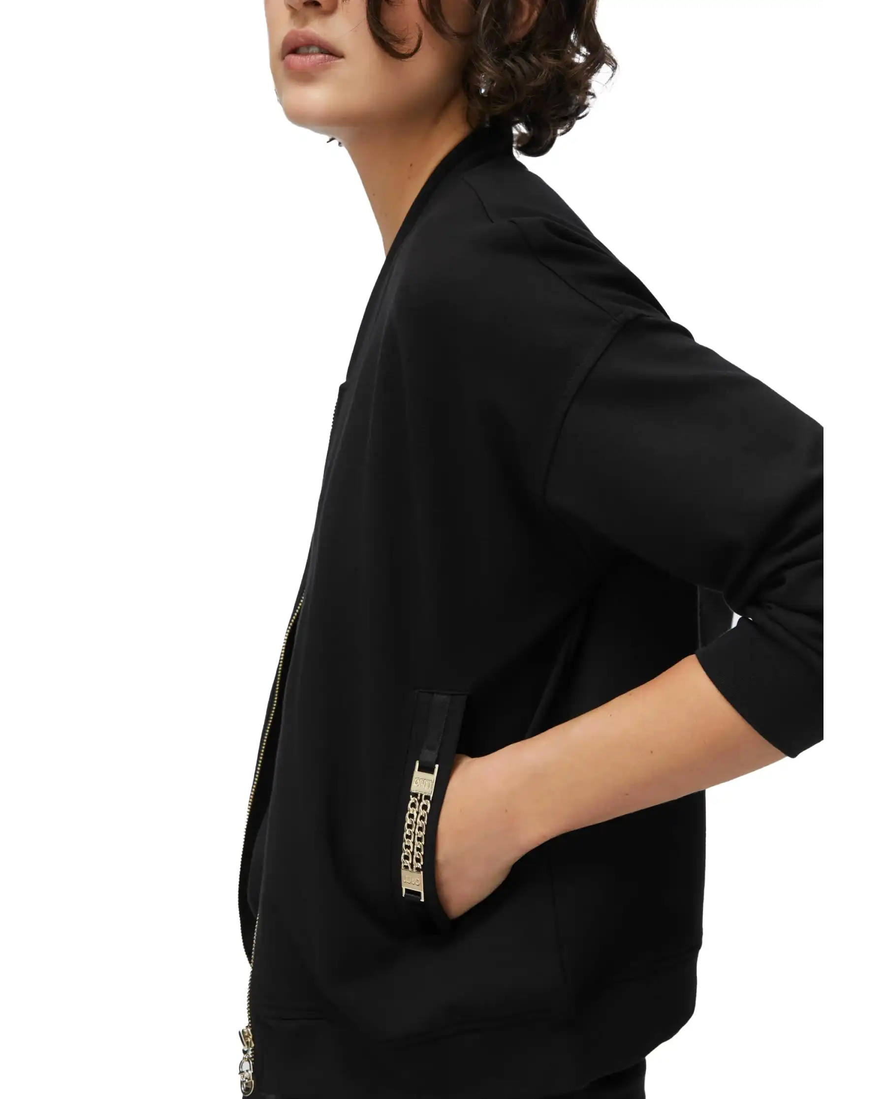 LIU JO FELPA CON ZIP NERO