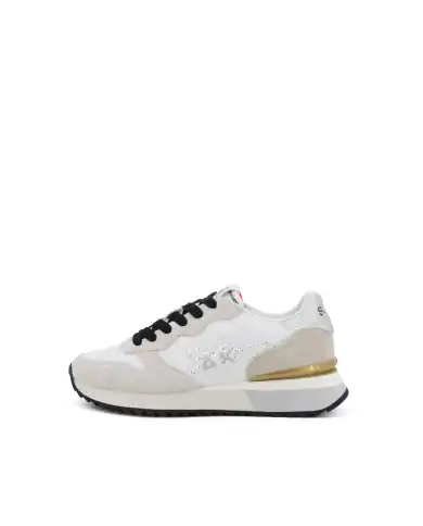 SUN 68 SNEAKERS STARGIRL GLITTER LOGO BIANCO