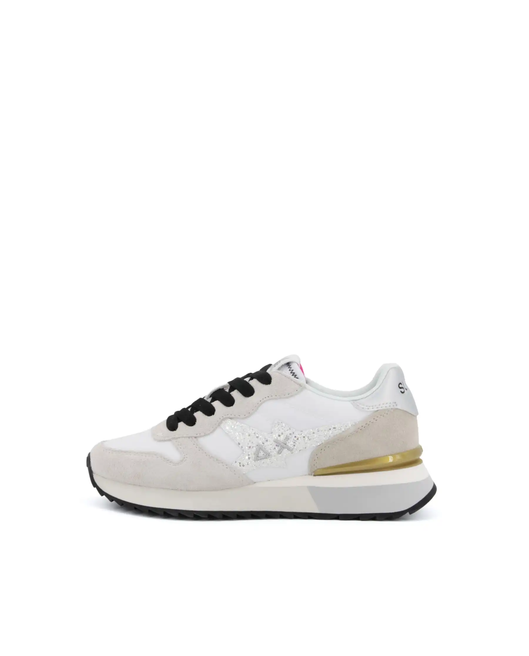 SUN 68 SNEAKERS STARGIRL GLITTER LOGO BIANCO