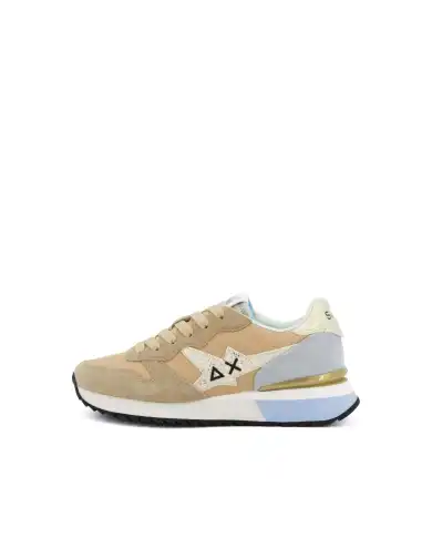 SUN 68 SNEAKERS STARGIRL GLITTER LOGO BEIGE