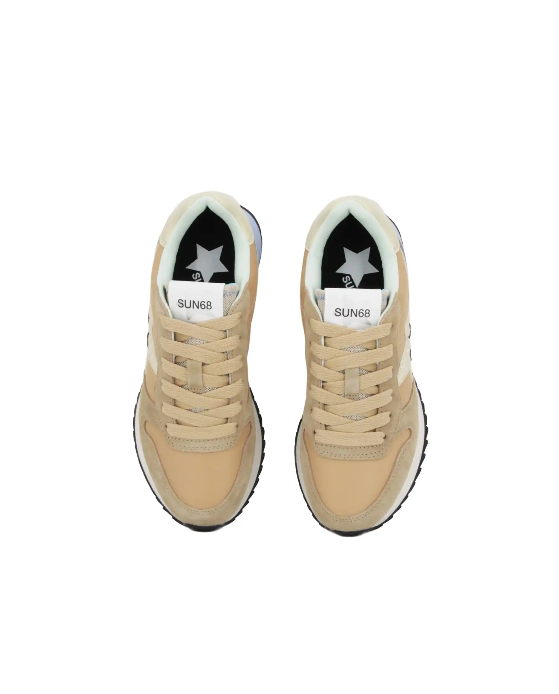 SUN 68 SNEAKERS STARGIRL GLITTER LOGO BEIGE